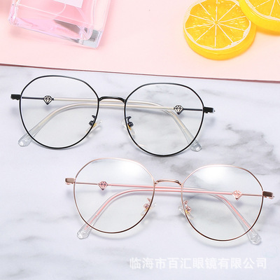 2021新款金属复古防蓝光眼镜架 金属开球眼镜框 学生近视镜框批发|ru
