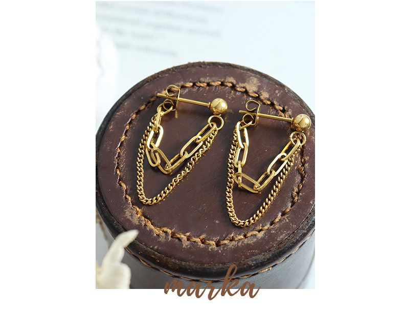 European And American Cool Ins Trend Style Non Fading Tassel Double-layer Chain Earrings Titanium Steel Gold-plated Earrings_voghion.com