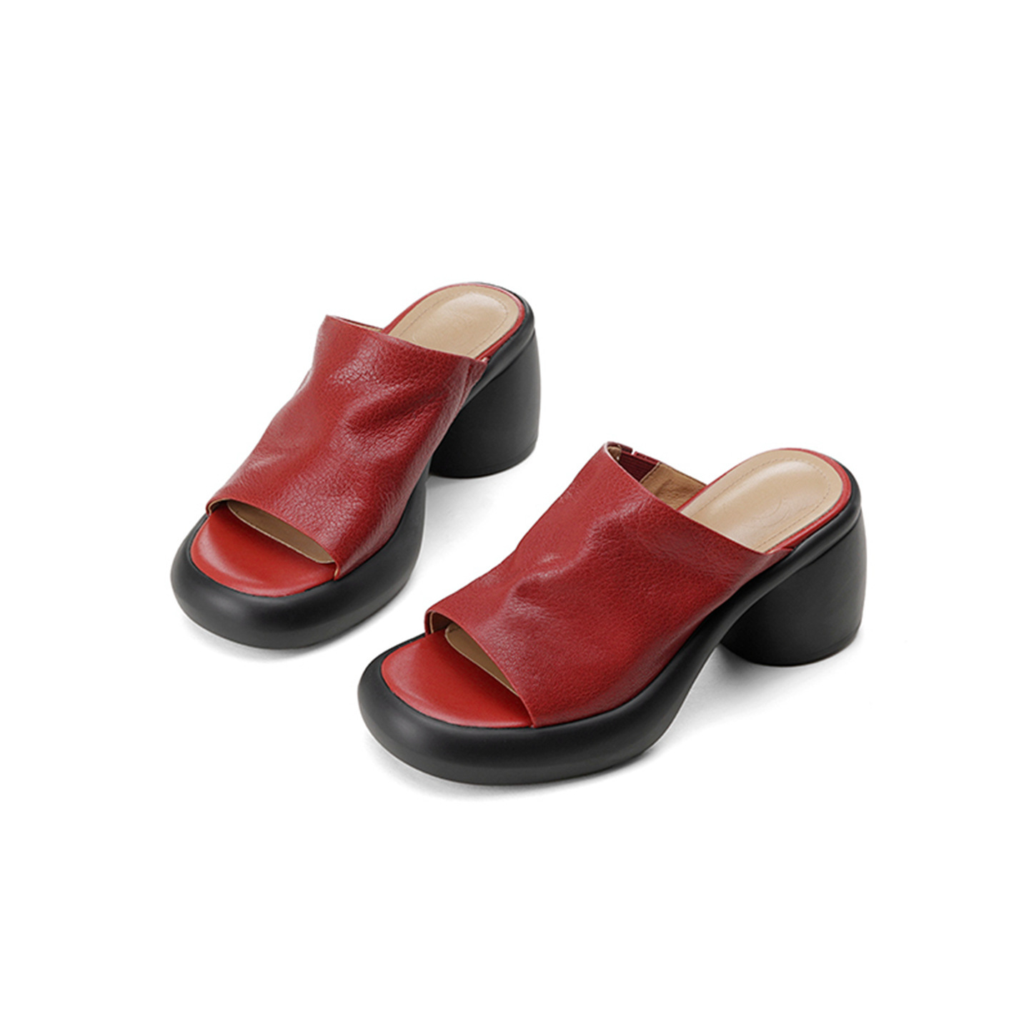 Sandal cao gót nữ hở mũi quai ngang da dê thật, gót 7 cm — đen chi tiết 28
