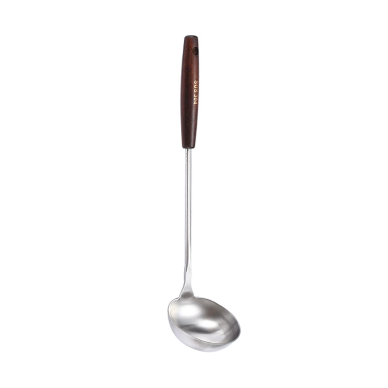 Нержавеющая сталь 304 ретро черный деревянная ручка кухонный набор spatula большого размера, большой утечка ложка для супа, сковорода кухонные принадлежности