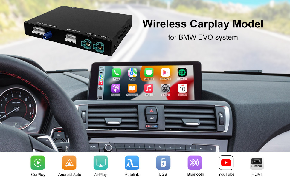 RoadTop Wireless CarPlay Decoder Module Car Machine Interconnection Suitable for Bmw EVO Decoder