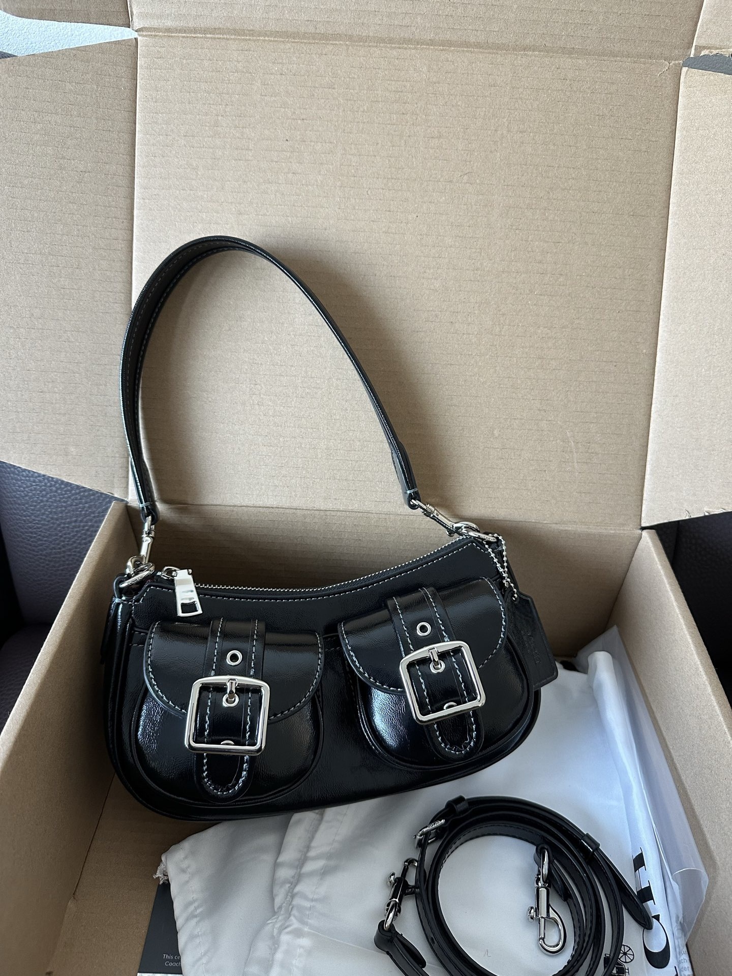 Koujia 2025 New Women's Bag Ashton Retro Underarm Bag Vintage Baguette Motorcycle Shoulder Crossbody Mahjong Bag - Thumbnail 6