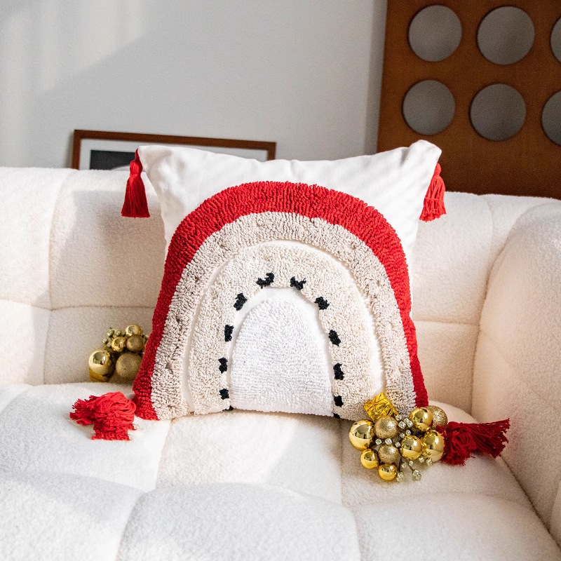 クリスマスインスタイル装飾刺繍枕クリスマスパーティー漫画ホリデーギフトクッションリビングルームソファベッド|undefined