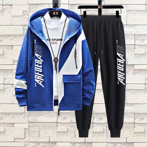 Men's Spring and Autumn Sweat Suit Set, Korean Style Trendy Two-Piece Set for Stylish Youth Casual Sports