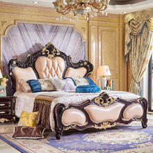 欧式实木雕花浪漫双人床主卧红檀色奢华1.8米床婚床别墅家具