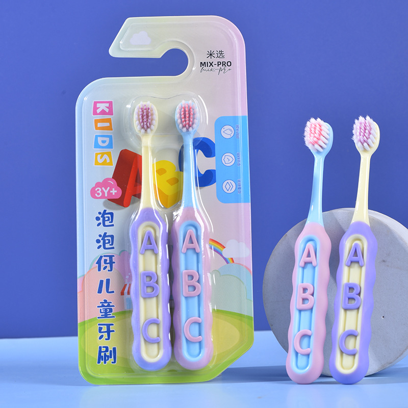 New Cartoon Kidsren's Soft-Bristled Toothbrush Spiral Hair 2-12 Years Old Baby 2-Pack Fine Soft-Bristled Toothbrush Wholesale Spot
