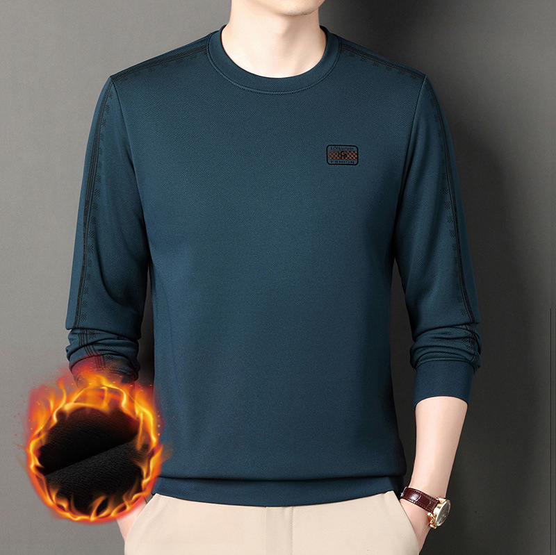 Nuova maglietta da uomo a maniche lunghe morbida e spessa con base girocollo, top trendy e versatile_voghion.com