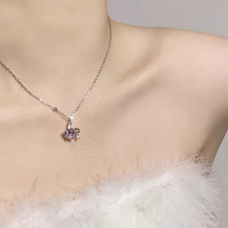 心悦兔项链女新款粉色甜美可爱颈链小众高级感设计百搭锁骨链|undefined