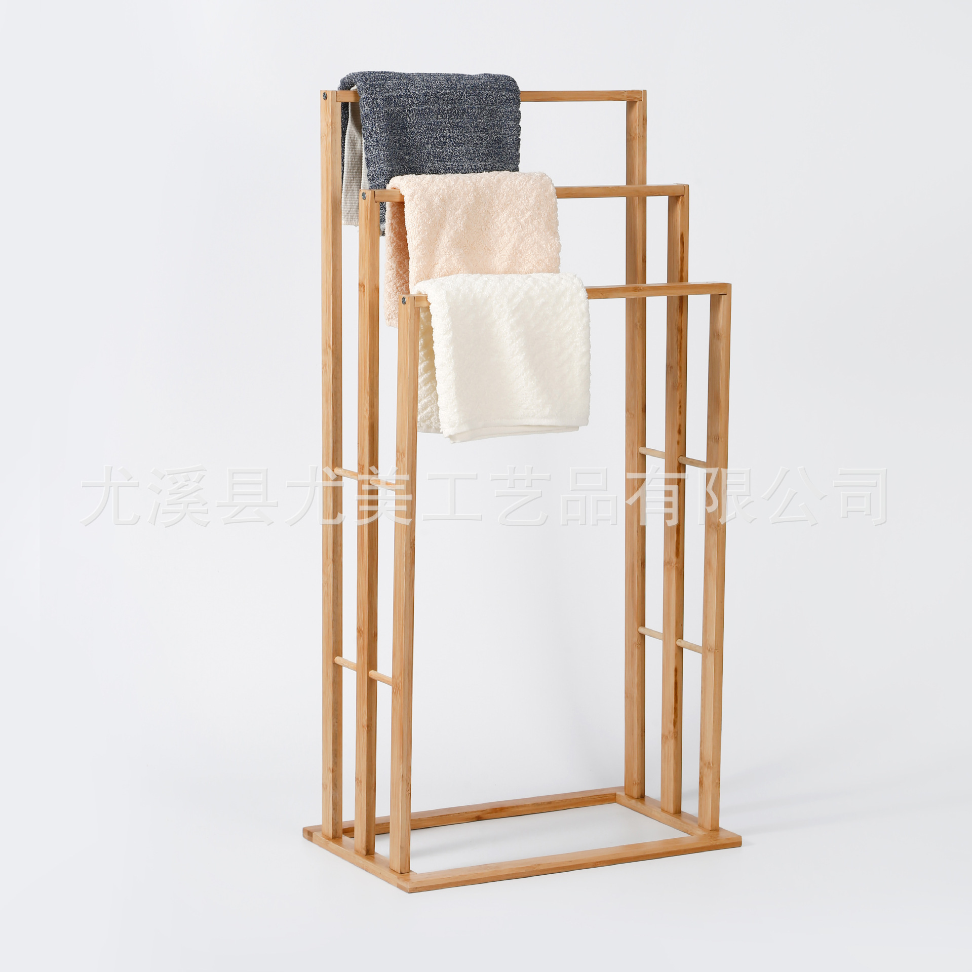 Toallero de bambú Toallero de piso de baño simple Estante de baño extraíble Estante de baño Soporte de trapo sin perforación