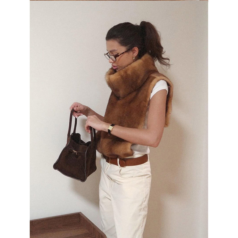 Real disparo-inventario de moda retro temperamento de cuello alto sin mangas chaleco de lana 2026 transfronterizo estilo europeo y americano nuevo otoño y invierno image 5