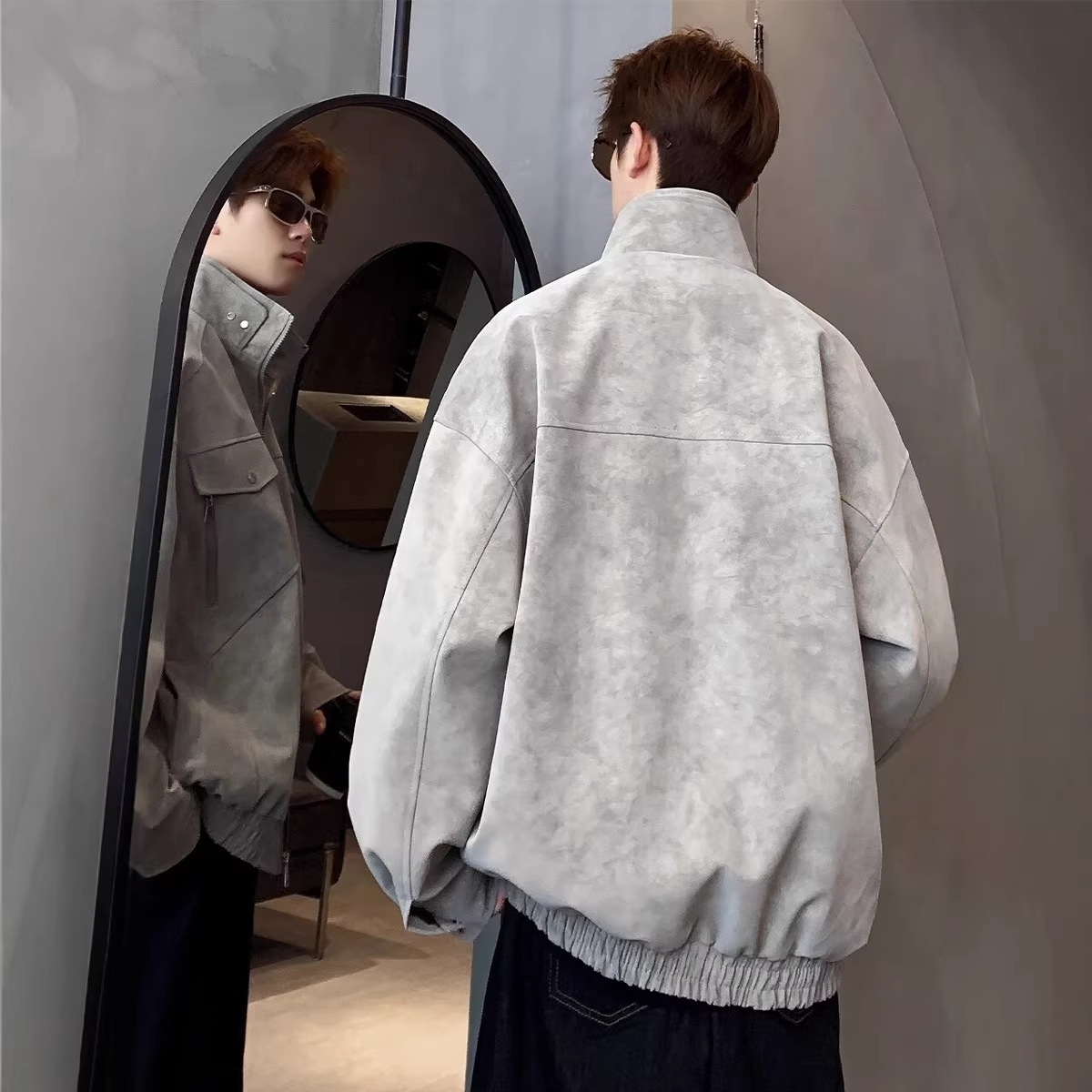 Flight Jacket, Men's Cool And Trendy Brand Stand Up Collar Workwear, PU Leather Jacket_voghion.com