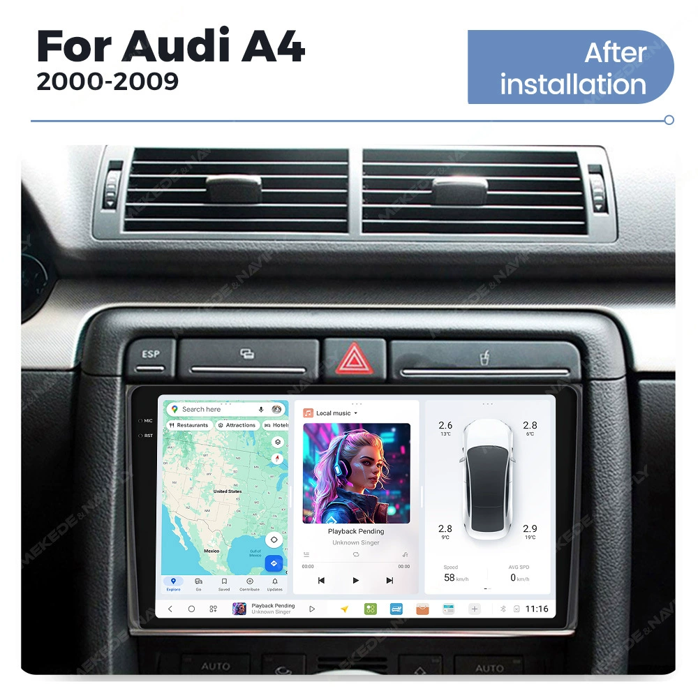 [DUDUAUTO适用奥迪A4 00-09款安卓大屏中控车载GPS导航蓝牙CARPLAY]