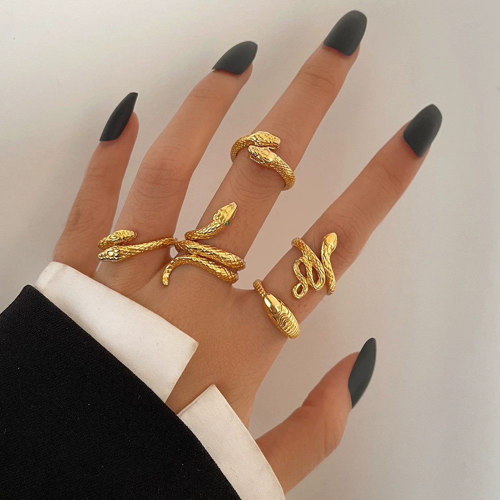 Ring multi-joint set, European style, metal adjustable stackable rings, assorted designs
