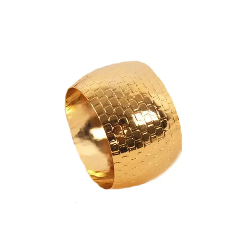 金属圆鼓型餐巾环酒店用品餐巾圈餐巾扣砖头纹酒店餐桌摆台装饰