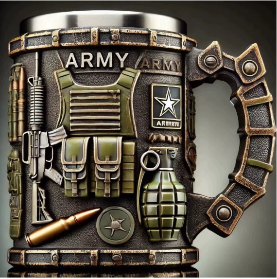跨境新款 Military 3D Mug军事 3D 不锈钢马克树脂咖啡杯军事主题|undefined