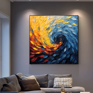 小众创意正方形挂画简约抽象餐厅壁画美式艺术客厅装饰画背景墙画