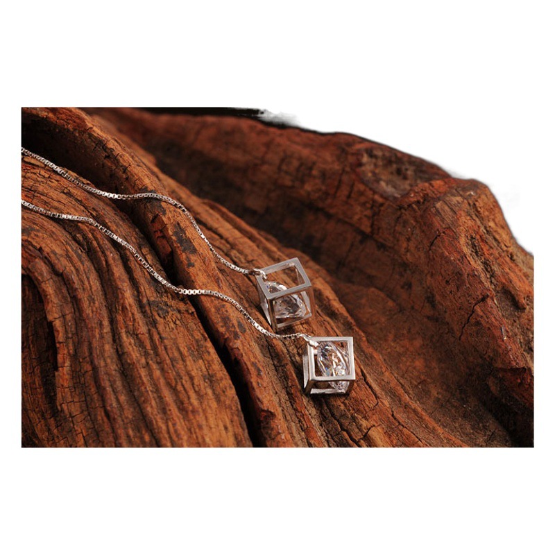 925 pendientes de plata de ley estilo coreano moda Cubo de Rubik pendientes de diamantes pendientes de plata esterlina pendientes de las mujeres al por mayor