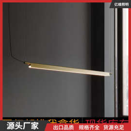 现代餐厅吊灯一字金色吊灯简约办公室黑色长条家用线条餐厅灯现货