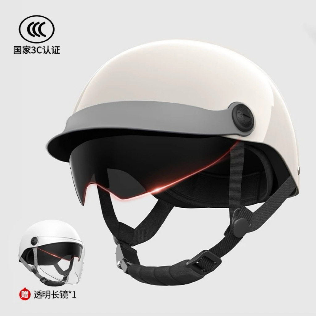 Nuevo estándar nacional 3C certificado coche eléctrico protección solar doble lente casco retro para hombres y mujeres cuatro estaciones alrededor de la cabeza ajustable tamaño