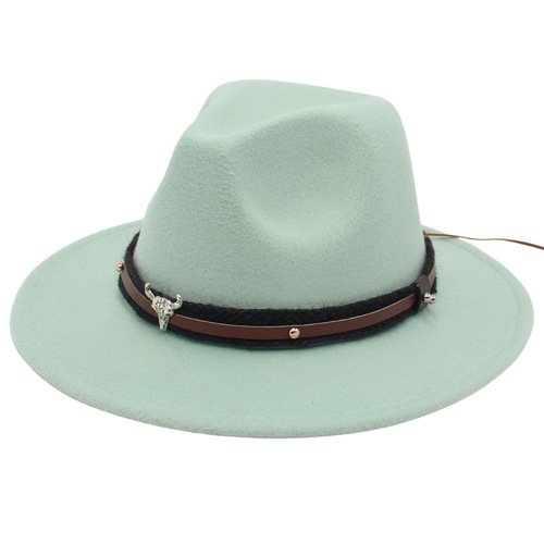 Tibetan Style Hat Spring and Autumn New Jazz Hat Wide Brim Wedding Shooting Ballroom Performance Belt Accessory Cross-border Felt Hat