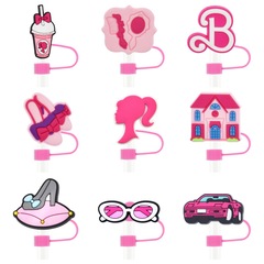 Creative and Fashion Pink Series Cross-border Amazon Straw Hat, 8-10mm Diameter Straw Clip, Soft Silicone Dust Plug