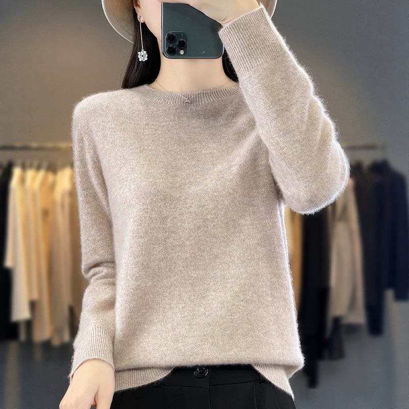 Cross-Border Wholesale Seamless Round-Neck Women's Long-Sleeve Pullover Knit Top Classic Versatile Base Shirt Cross-Border Wholesale Seamless Round-Neck Women's Long-Sleeve Pullover Knit Top Classic Versatile Base Shirt