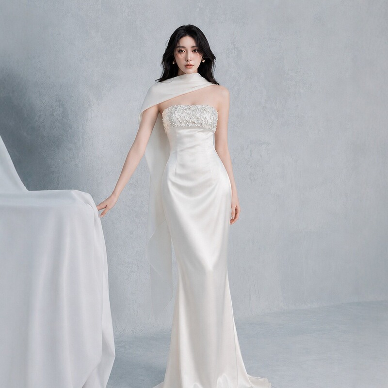 French-Style Bridal Robe for Women, 2026 New Model, Ultra-Fairy Halter Neck, Light Luxury Niche Engagement Dress 2250
