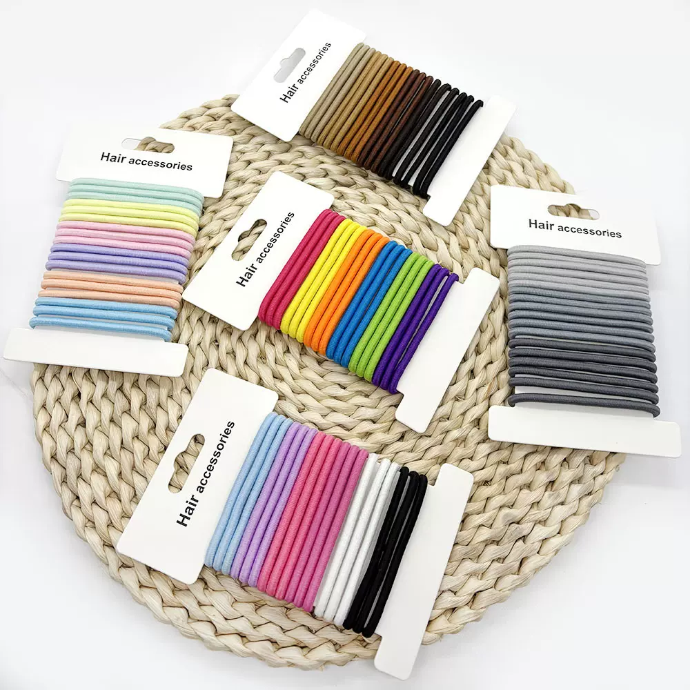 跨境4mm黑色无接缝发圈高弹力皮筋 扎发女士发绳套装头绳饰品批发