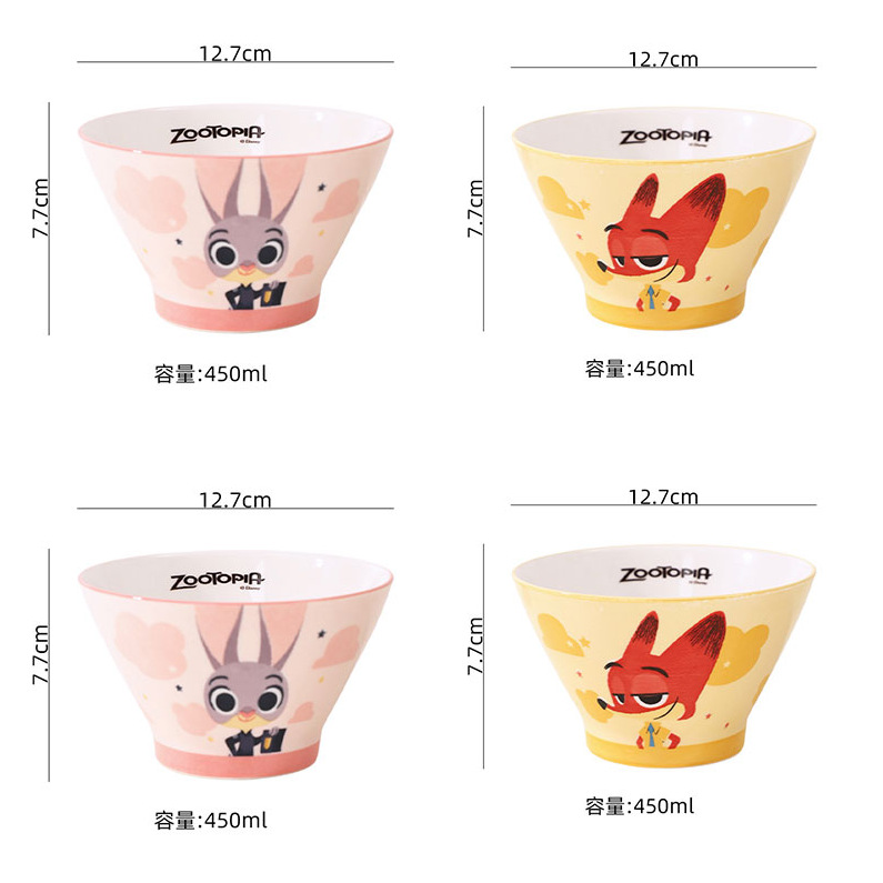 [Selección de calidad y precio] Disney original nuevo Mickey Dougasa Bowl 12.9 * 7.6 un paquete de cubiertos de fondo plano