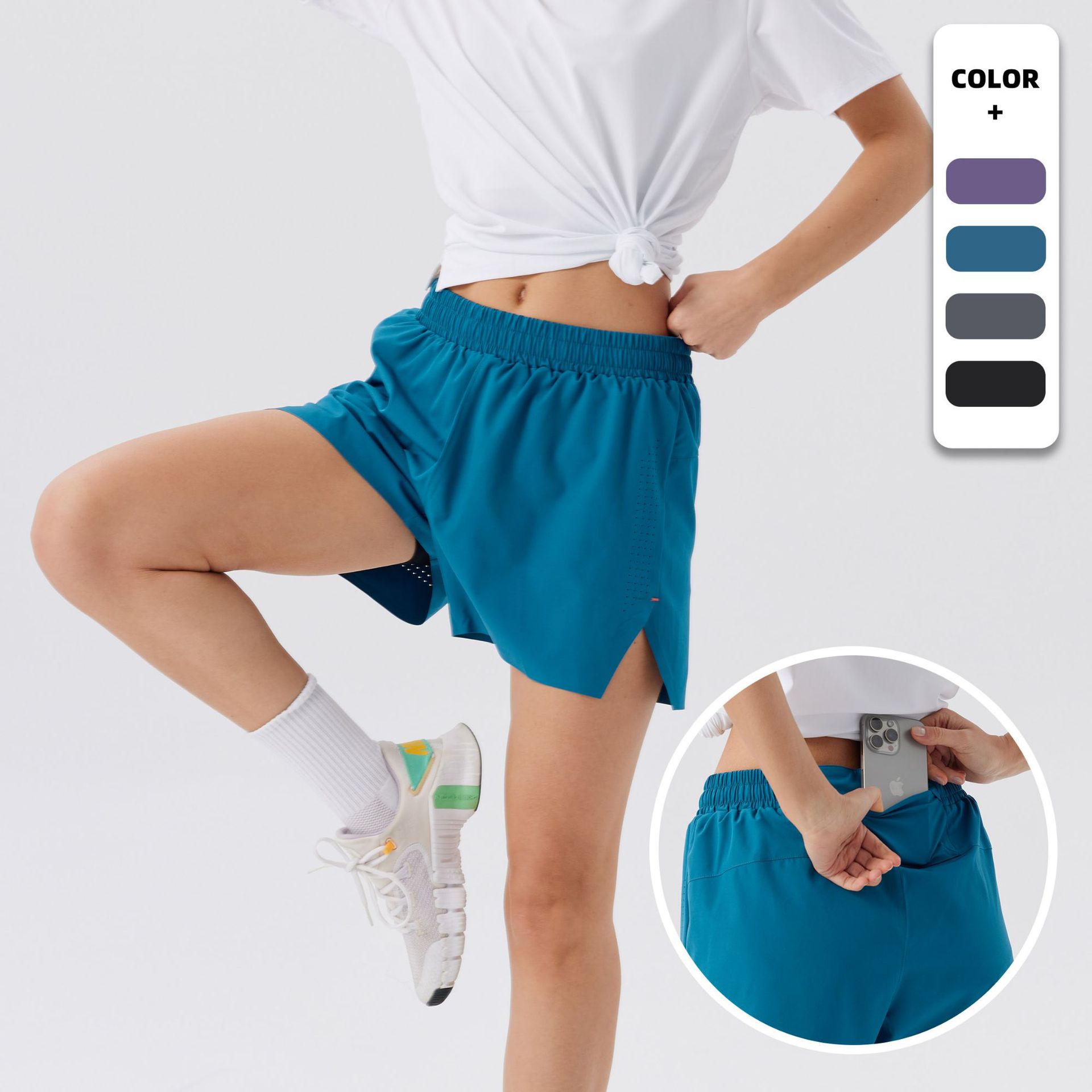 Pantalones cortos de maratón para hombres, pantalones rápidos y secos, ropa deportiva al aire libre con pantalones dobles forrados