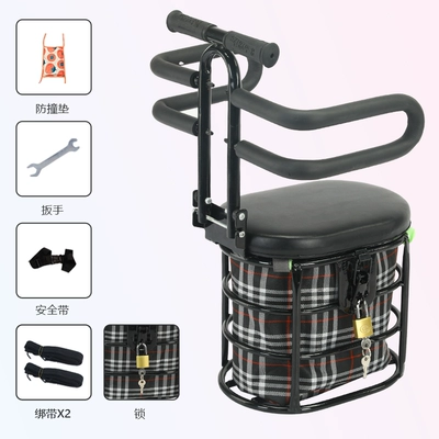 Electric car child seat, Suitable for Yadi Electric Vehicles - 505-black-half-circumference-lock-black-square-strap