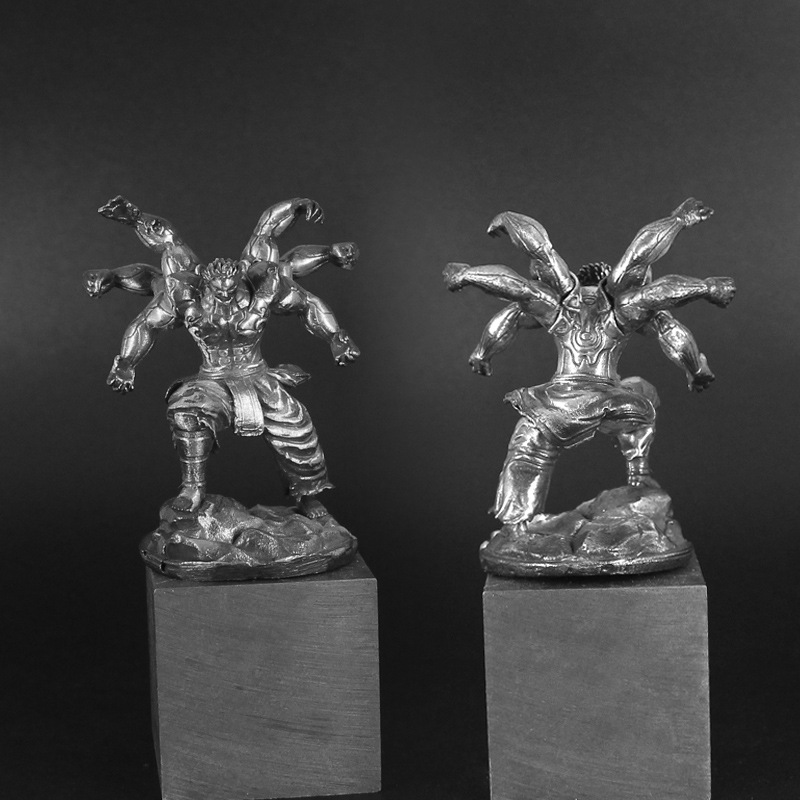 Blanco cobre sólido seis brazos loco diablo Asura decoración modelo hecho a mano artesanías de metal niños regalo de cumpleaños al por mayor