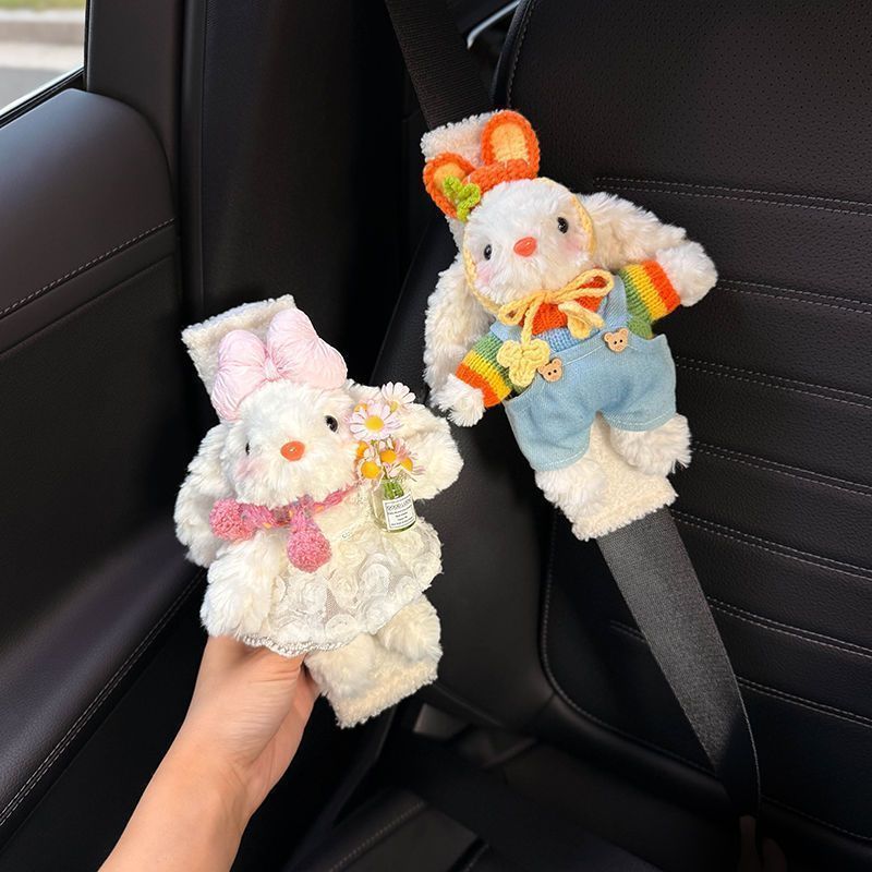 Cute Rabbit Car Seat Belt Shoulder Cover Car-Mounted Women's Anti-Wear Clothing High-End Cute Car Couple Pair