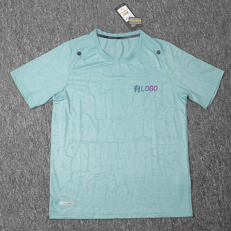 Brand Ready-Made Ice Silk Quick-Drying Sports Short-Sleeved T-Shirt for Men Summer Outdoor Breathable Loose Fitness Casual Tops for Men