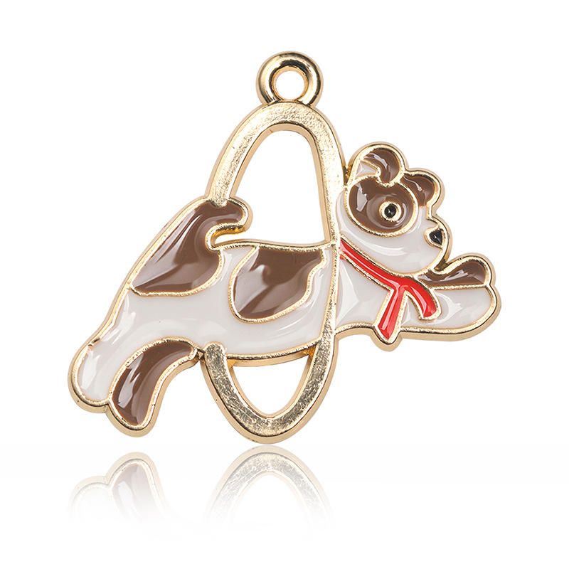 점핑 후프 도그 오일 드롭 펜던트 28*26mm2.45g 1개