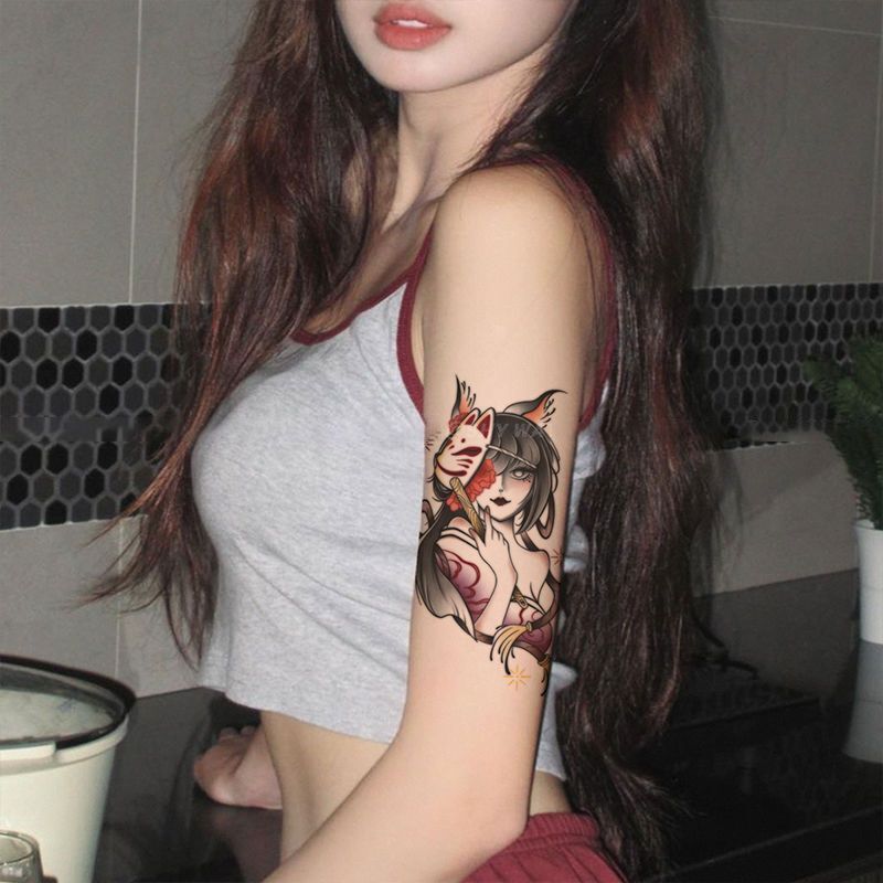 Herbal Tattoo Sticker Fox Geisha Lasting Hand Flower Arm Big Arm Herbal Tattoo Sticker Fox Geisha Lasting Hand Flower Arm Big Arm