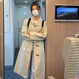 原版做法纯色学院风长袖日系百搭工装休闲外套春秋新款中长款风衣