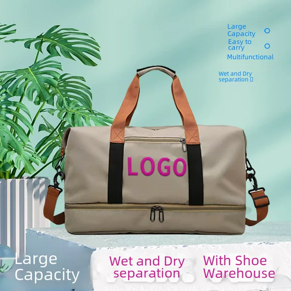 Travel Bag, Large-Capacity Oxford Cloth Gym Bag, Water-Repellent, Independent Shoe Compartment, Sports Bag, Hand-Held Cover, Trolley Luggage Bag