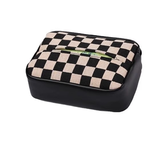 Caja de pañuelos para coche, asiento de dibujo, bolsa de pañuelos de pata de gallo, caja de dibujo para coche, cuero colgante multifuncional, estilo europeo creativo