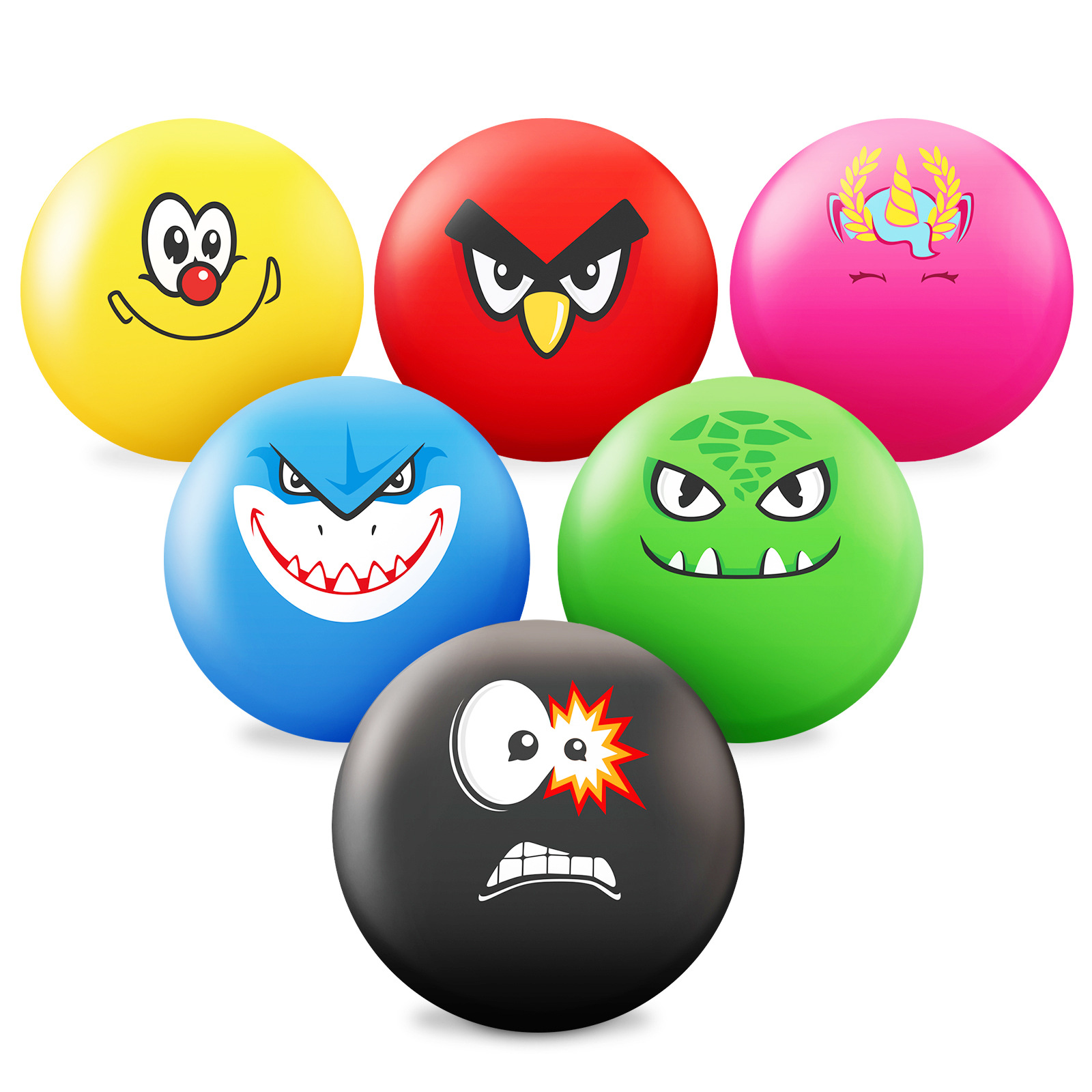 Yongqi bola raqueta de juguete para niños bola inflable de PVC bola de 9 pulgadas imagen de dibujos animados sonriente cara bola transfronteriza al por mayor