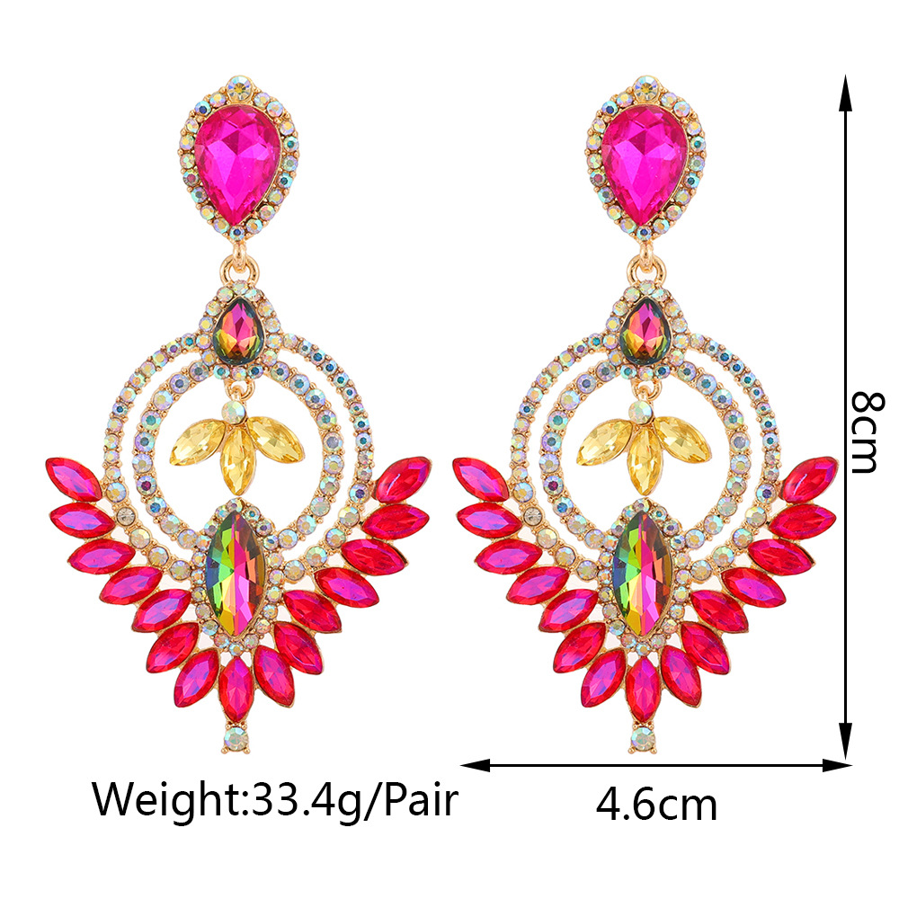 Retro Lady Ethnic Style Water Droplets Rhinestone Inlay Artificial Gemstones Women's Drop Earrings display picture 1