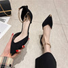 One word with low heels 3cm shallow mouth hollow 2024 spring new pointed versatile thin and single shoes W8099-1