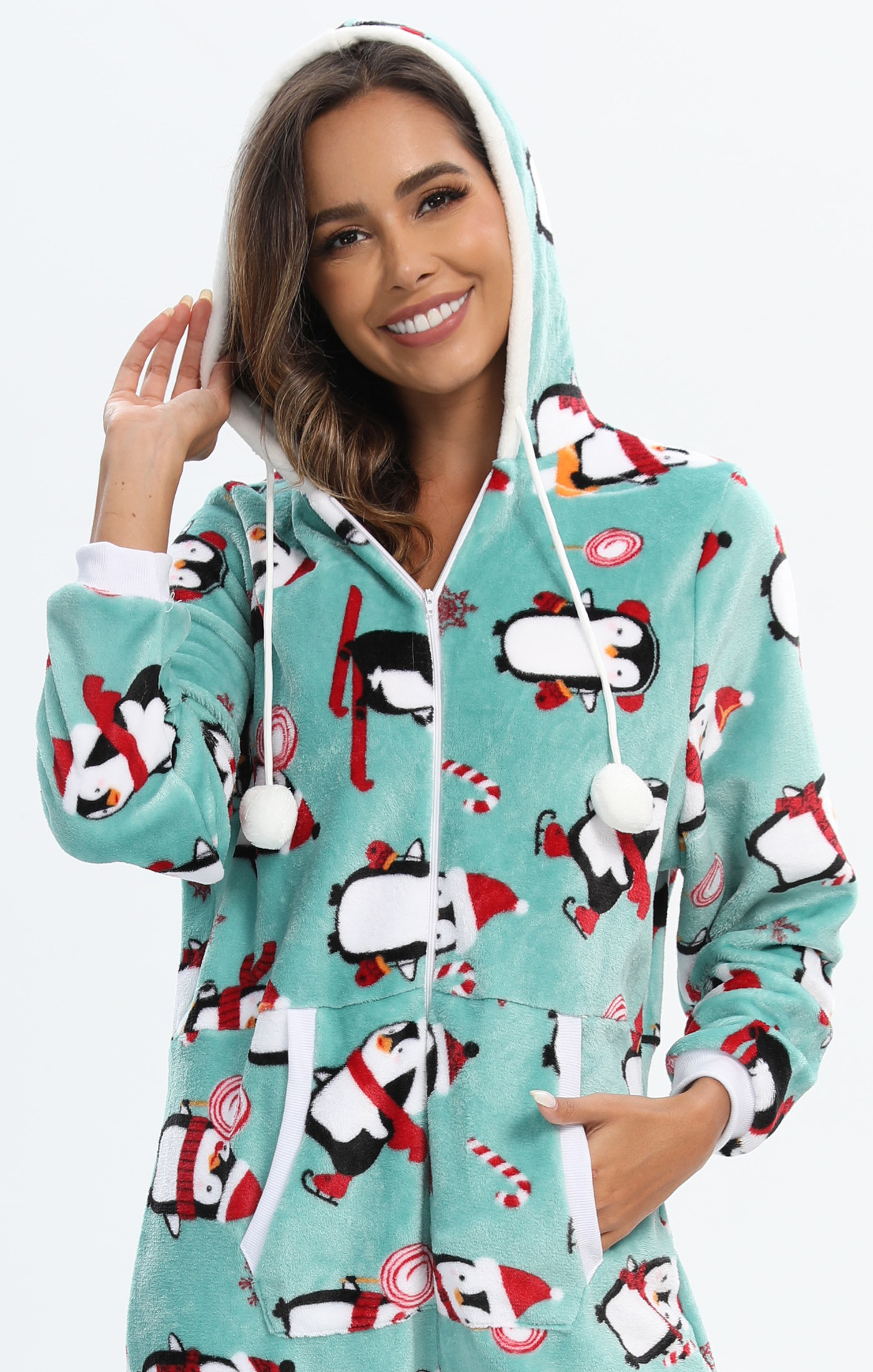 pigiama intero in flanella per donna autunno e inverno Natale Halloween vestiti per la casa_voghion.com