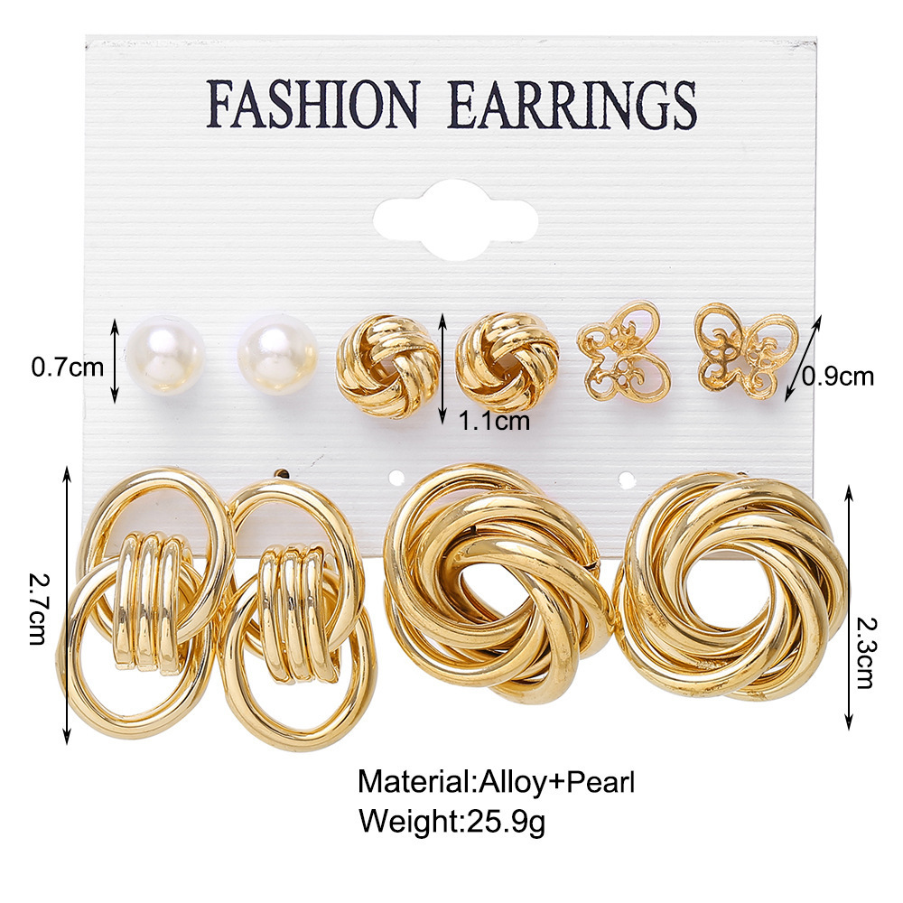 Fashion Irregular Butterfly Metal Plating Ear Studs 6 Pairs display picture 1