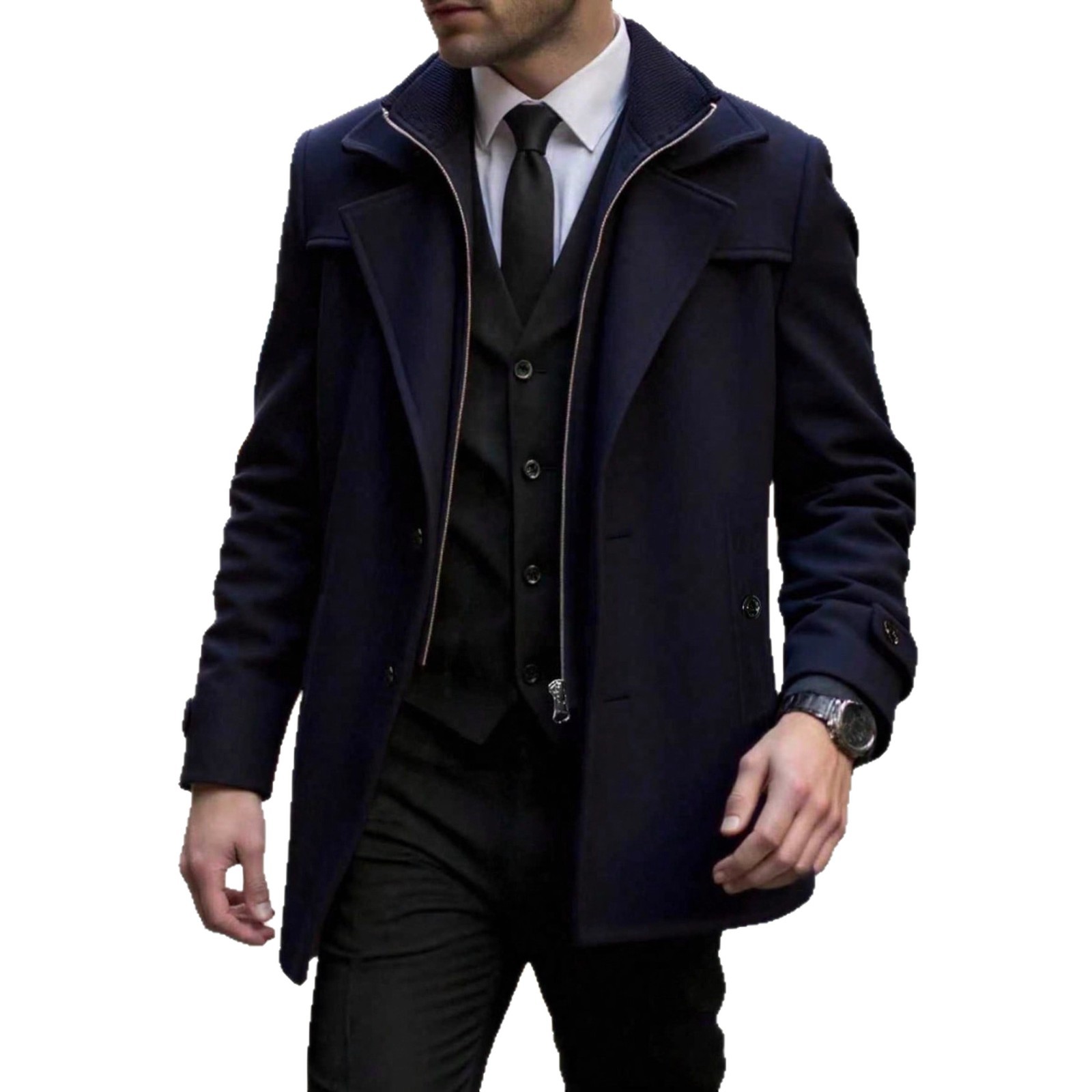 2025 otoño y invierno comercio exterior transfronterizo Europa y Estados Unidos ropa de hombre chaqueta de tween con cremallera abrigo de tween negocios Amazon 240804