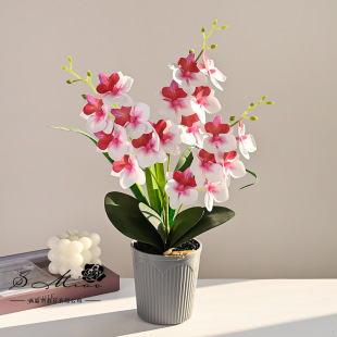 New 18-Head Small Phalaenopsis Bonsai Creative Artificial Flower Home Photo Studio Decoration Ornaments Artificial Green Plant Potted Plants