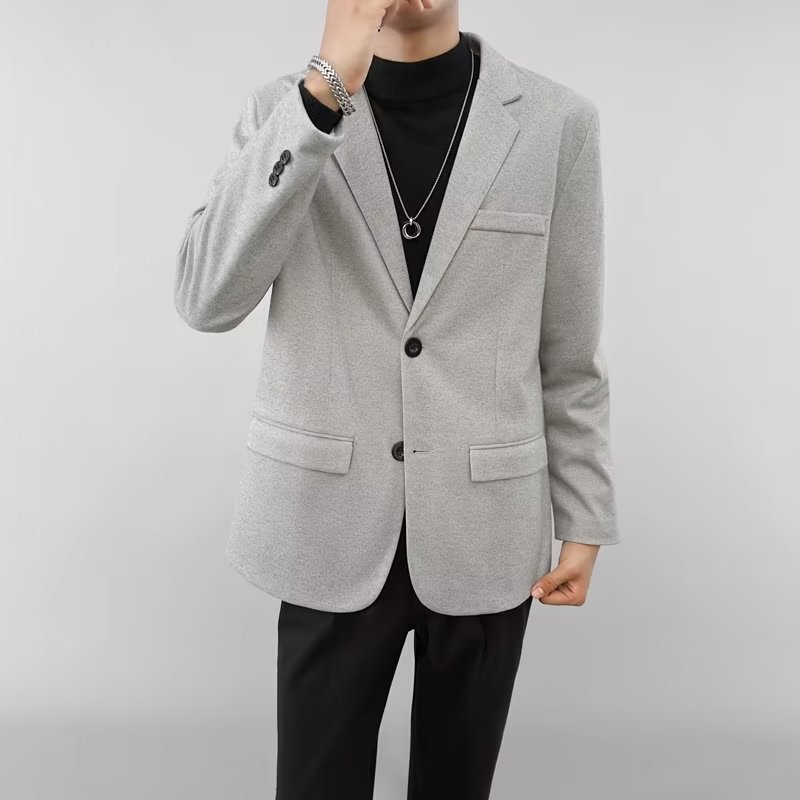 Woolen suit men's autumn and winter New Korean style casual slim fit light mature style small suit popular all-match single western coat Woolen suit men's autumn and winter New Korean style casual slim fit light mature style small suit popular all-match single western coat