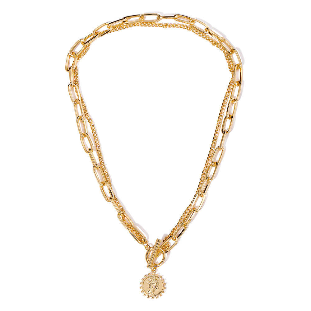 simple clavicle chain necklace jewelry human head pendant necklace