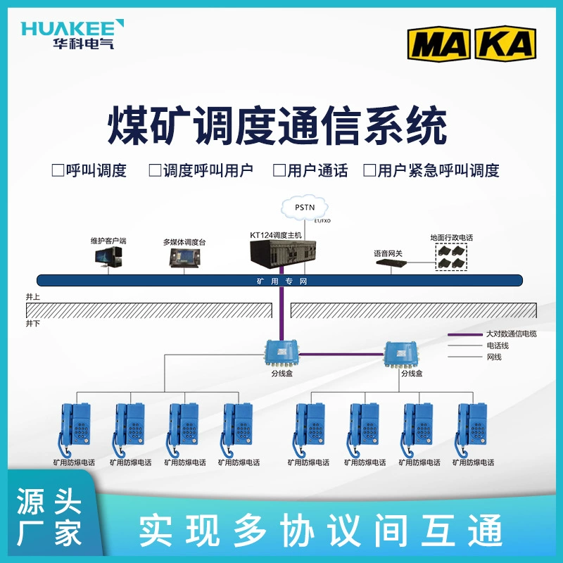 Производитель системы диспетчерской связи угольной шахты KT124 обеспечивает плавную связь диспетчерской работы подземного производства.