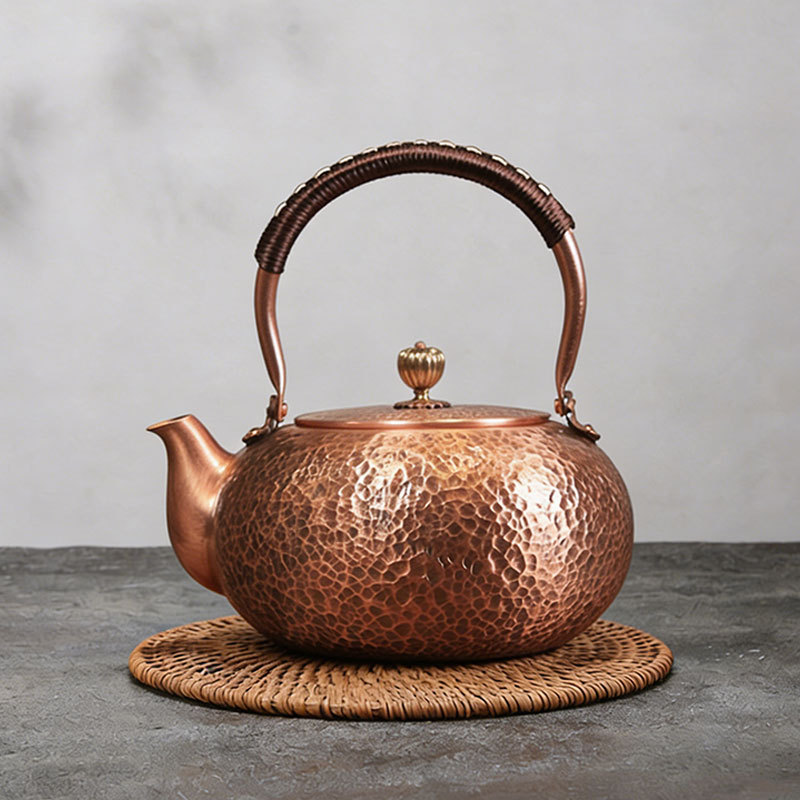 Tetera de Cobre Puro Hecha a Mano Cobre Rojo Estilo Retro para Hogar image 14
